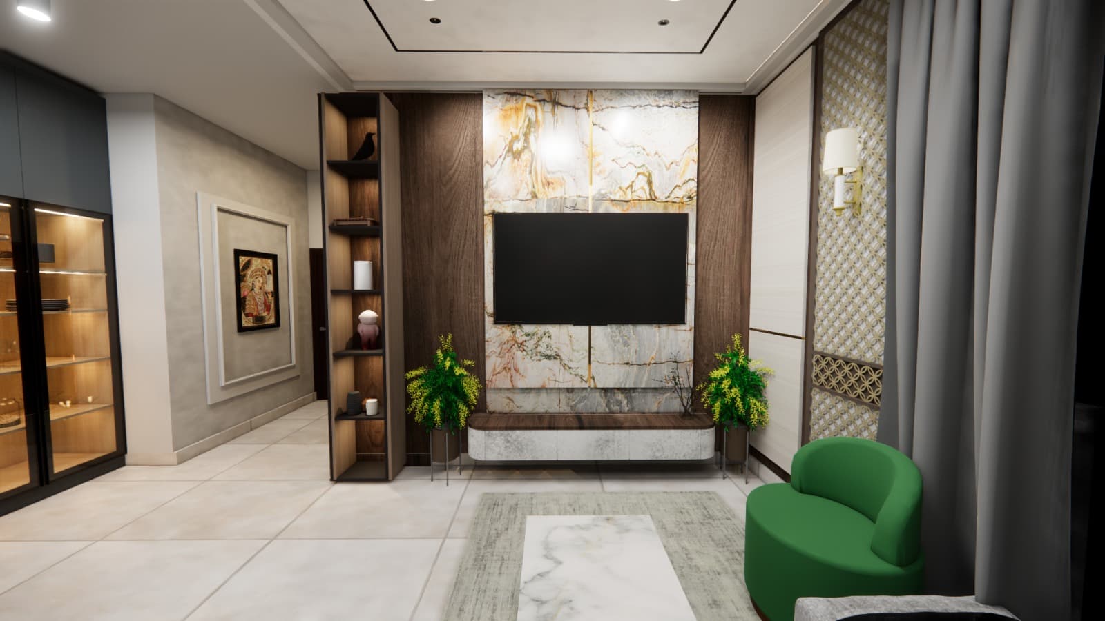 Mr.K Interiors living room and TV unit design visual